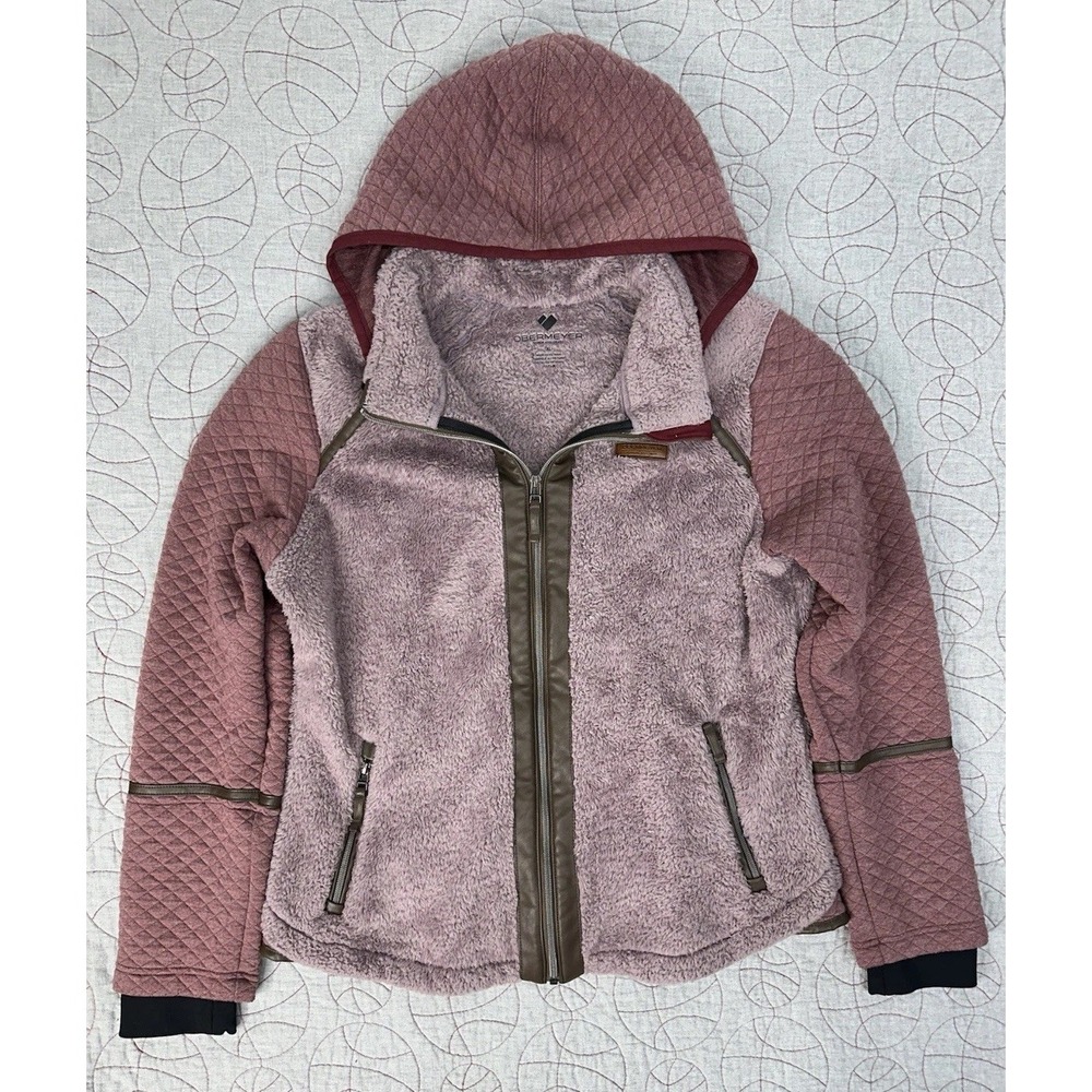 Obermeyer Womens Full Zip Stella Quilt Lined Sherpa Fleece Jacket Pink‎ Sz XL